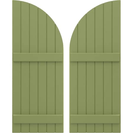 Americraft 6-Board (2 Batten) Wood Joined Board-n-Batten Shutters W/ Arch Top, ARW101BQ621X36MGH